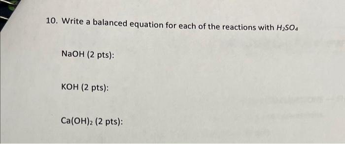 Solved 10. Write a balanced equation for each of the | Chegg.com