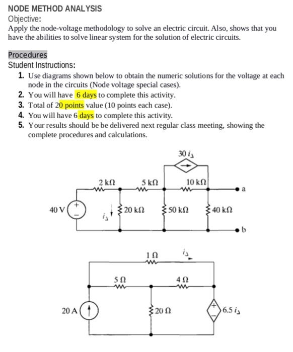 Solved NODE METHOD ANALYSIS Objective: Apply the | Chegg.com