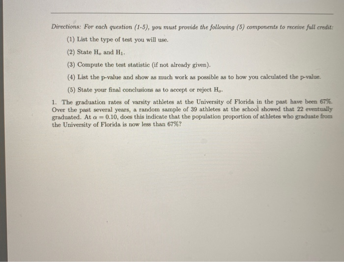 Solved Directions: For each question (1-5), you must provide | Chegg.com