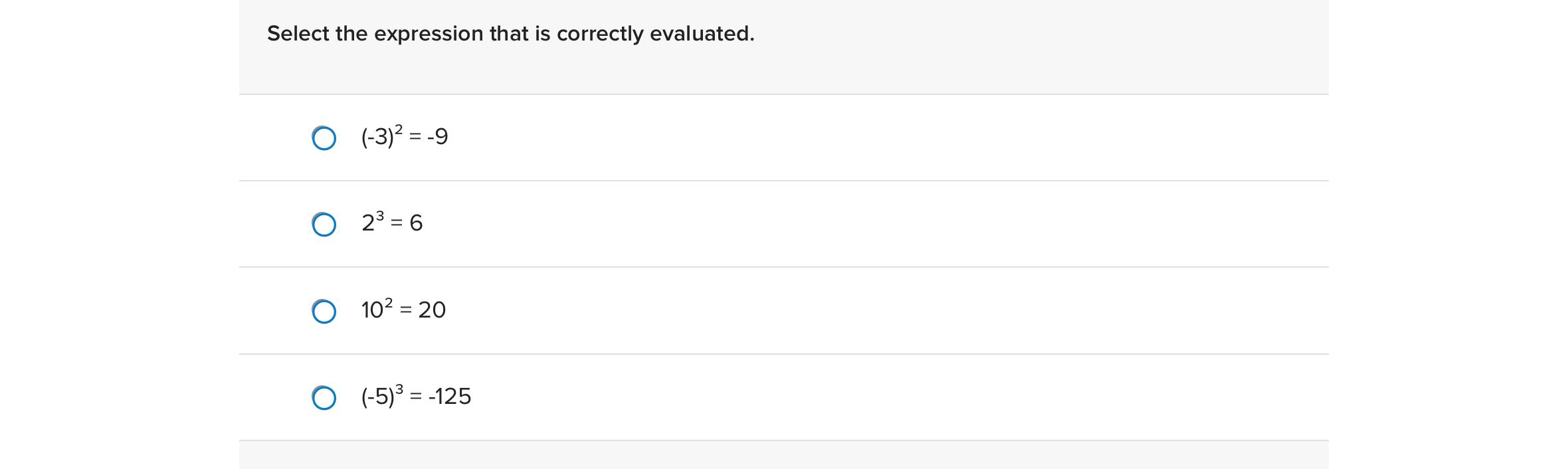 Select the expression that is correctly | Chegg.com