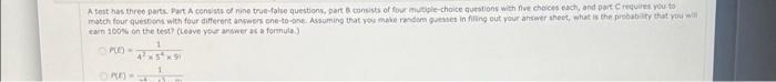 Solved A test has three parts. Part A consists of nine | Chegg.com