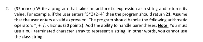 Solved 2. (35 marks) Write a program that takes an | Chegg.com