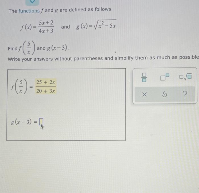 Solved The Functions F And G Are Defined As Follows 2 F x Chegg