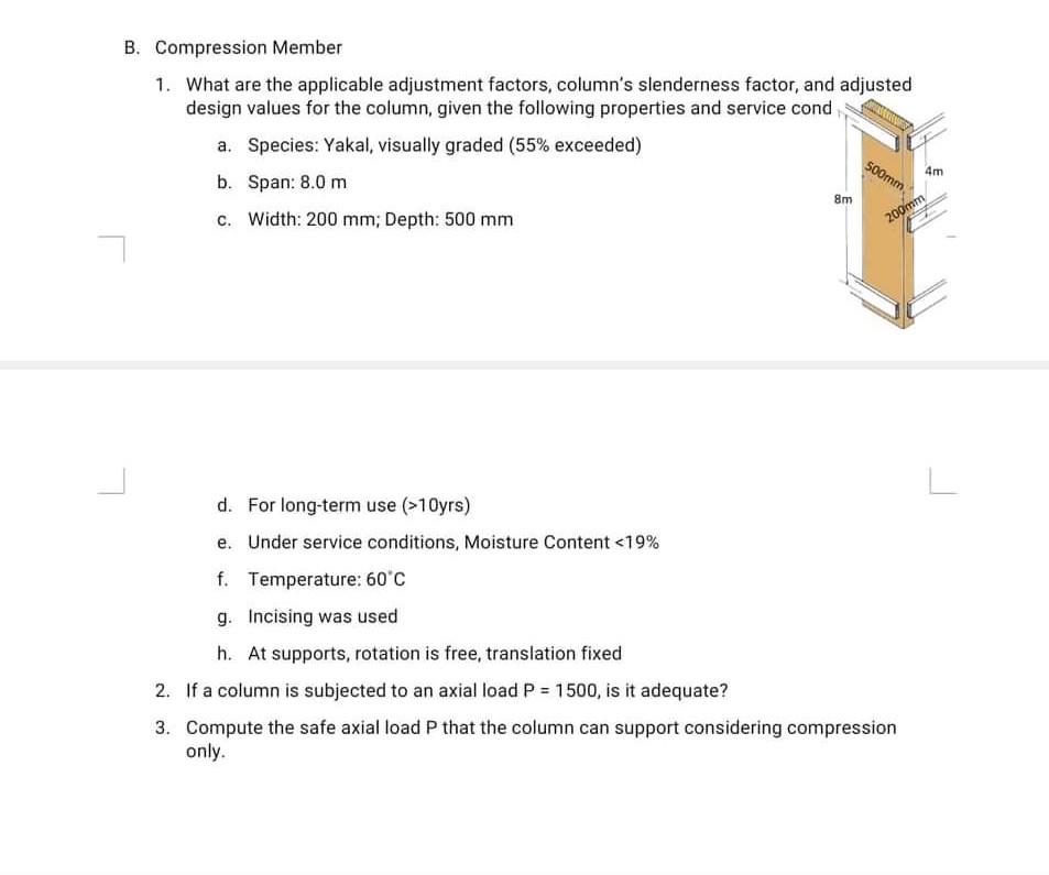 Solved B. Compression Member 1. What are the applicable | Chegg.com