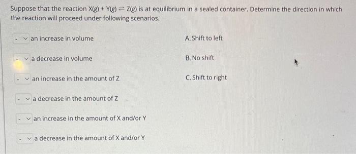 Solved Suppose That The Reaction X G Y G ⇌z G Is At