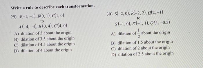 Solved Write a rule to describe each transformation. 29) | Chegg.com