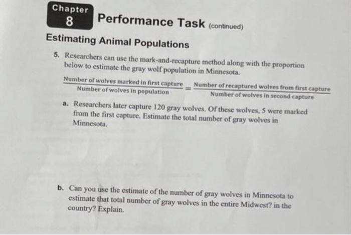 Solved Chapter 8 Performance Task (continued) Estimating | Chegg.com