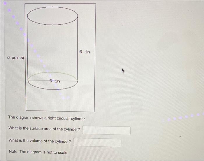 The diagram shows a right circular cylinder.
What is the surface area of the cylinder?
What is the volume of the cylinder?
No