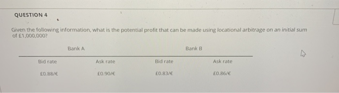 Solved QUESTION 4 Given the following information, what is | Chegg.com