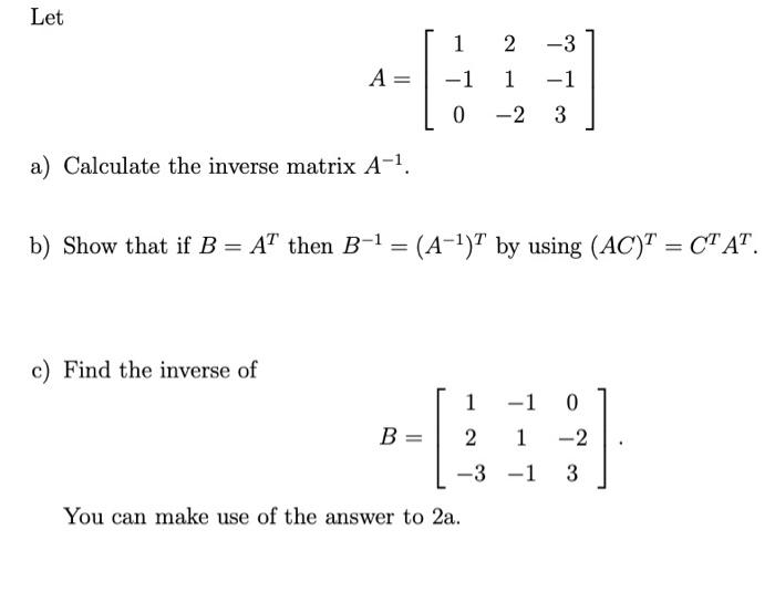 show that b is the inverse of a in matrix 2 2