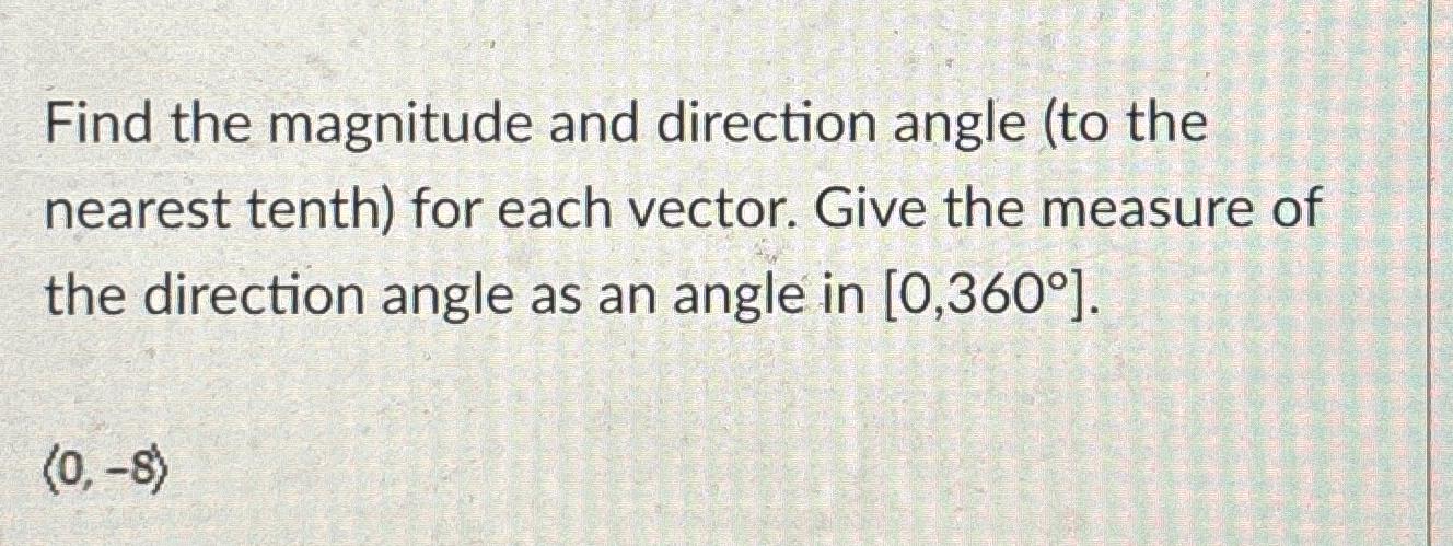 Solved Find The Magnitude And Direction Angle (to The | Chegg.com