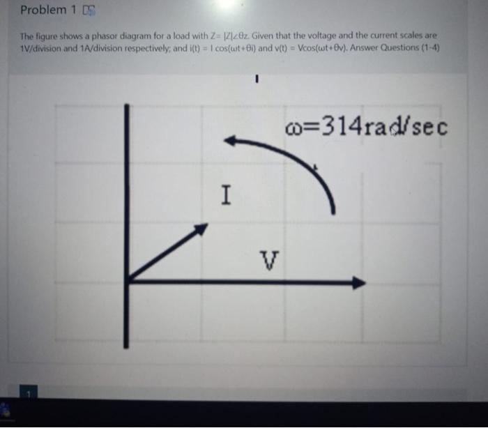 Solved Problem 1 DS The figure shows a phasor diagram for a | Chegg.com