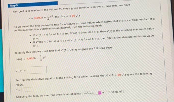 Solved Step 3 Our goal is to maximize the volume V, where | Chegg.com