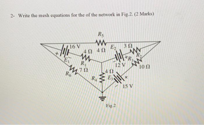 Solved 2- Write the mesh equations for the of the network in | Chegg.com
