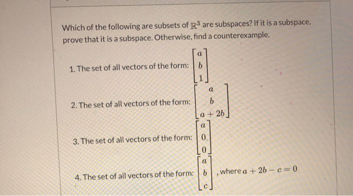 Solved Which Of The Following Are Subsets Of R3 Are | Chegg.com