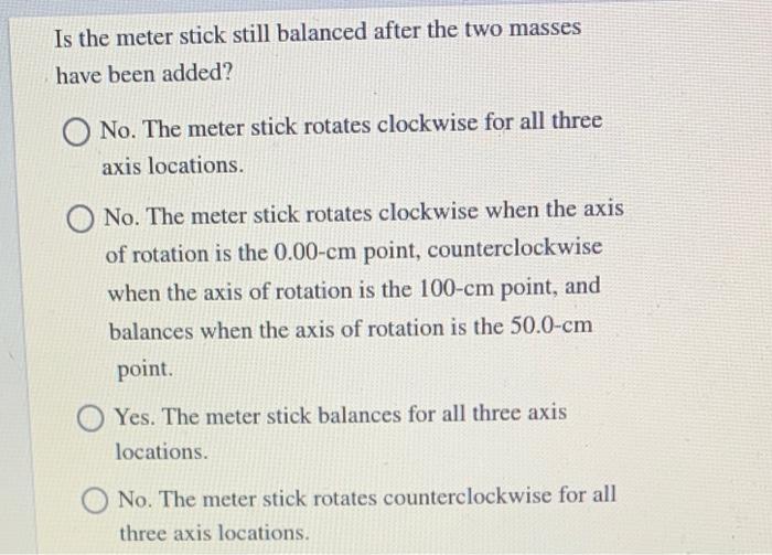 Solved phar 50.0 cm d A 50.0-3 meter stick is balanced at | Chegg.com