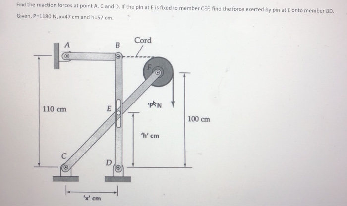 Solved Find the reaction forces at point A, C and D. If the | Chegg.com