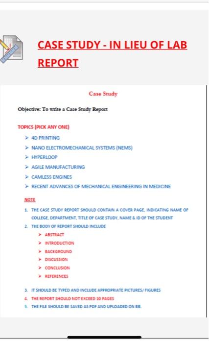 Solved CASE STUDY - IN LIEU OF LAB REPORT Case Study | Chegg.com