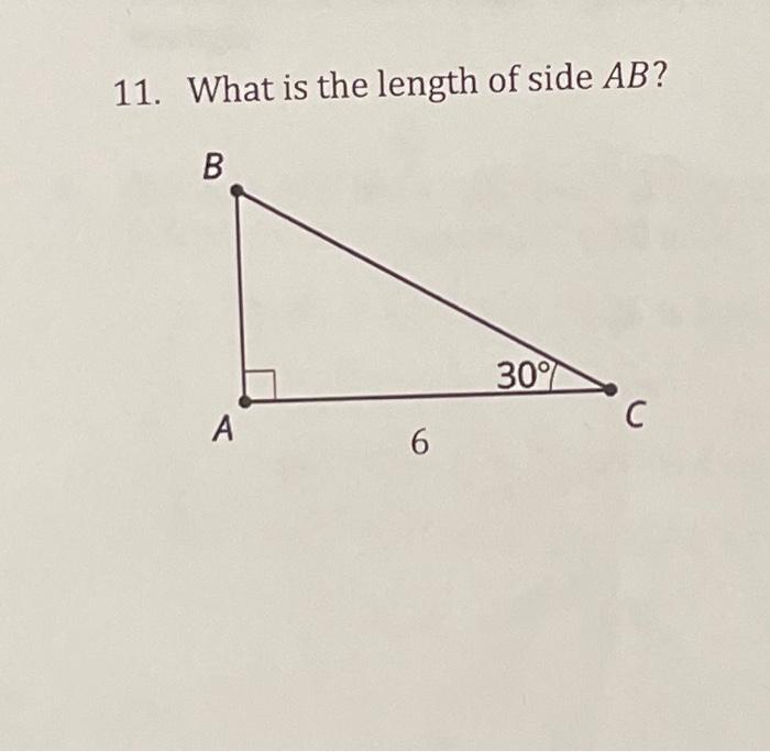 Solved 11. What is the length of side AB ? | Chegg.com