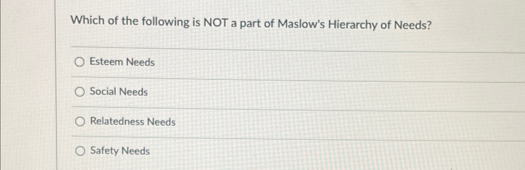 Solved Which of the following is NOT a part of Maslow's | Chegg.com
