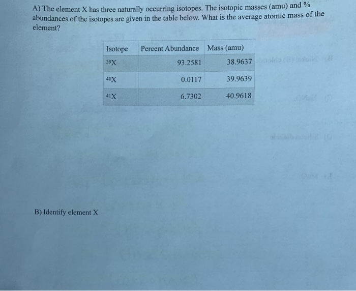 Solved A) The Element X Has Three Naturally Occurring | Chegg.com