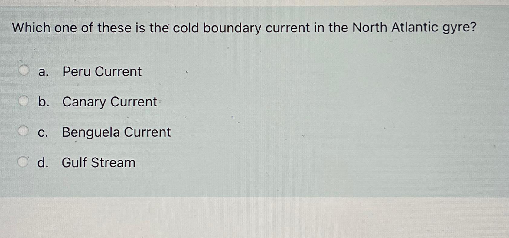 Solved Which one of these is the cold boundary current in | Chegg.com
