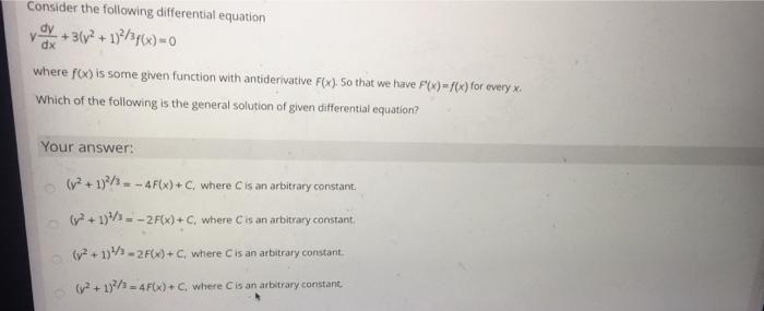 Solved Consider the following differential equation dy V | Chegg.com
