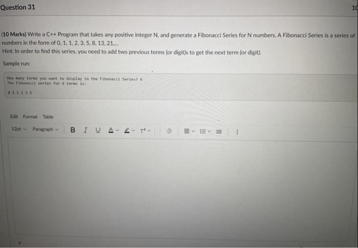 Solved Question 31 10 a (10 Marks) Write a CH+ Program that | Chegg.com