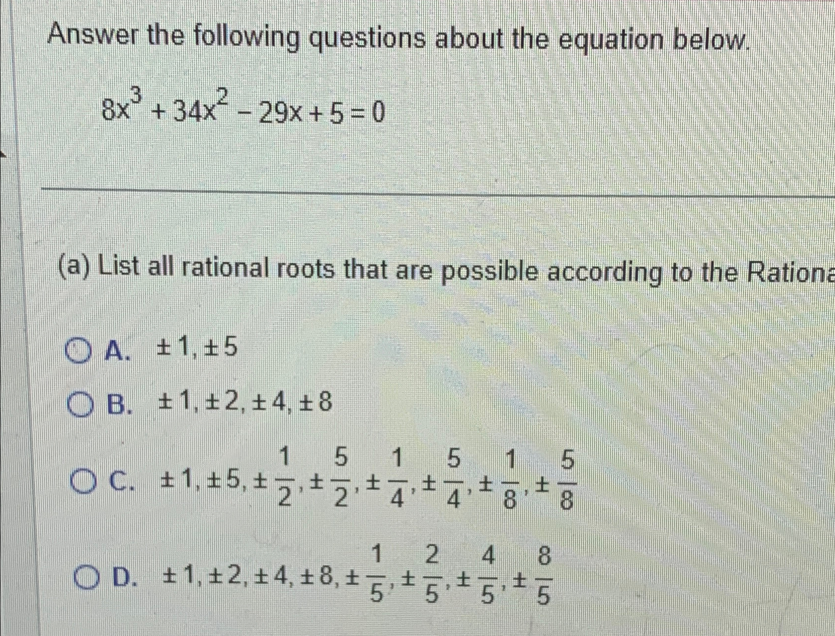 Solved Answer the following questions about the equation | Chegg.com