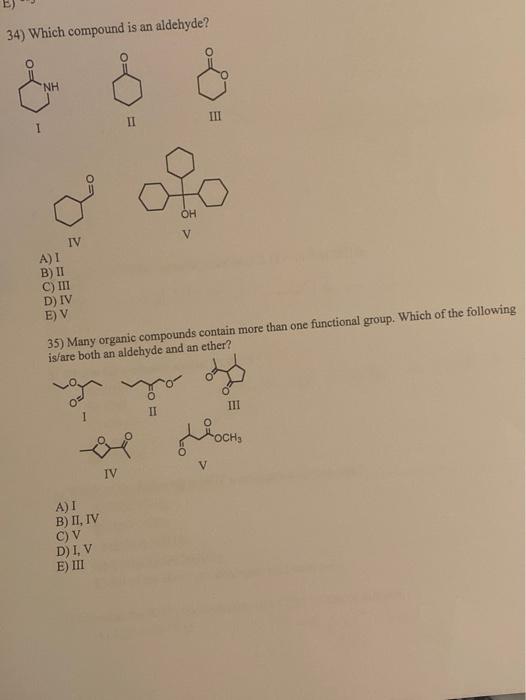 solved-e-34-which-compound-is-an-aldehyde-nh-ii-iii-oh-iv-chegg