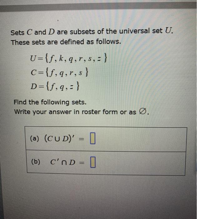 Solved Sets C And D Are Subsets Of The Universal Set U T Chegg Com