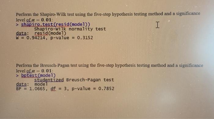 Solved Perform The Shapiro Wilk Test Using The Five Step Chegg Com