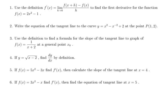 Solved F X H F X 1 Use The Definition F X Lim To Find