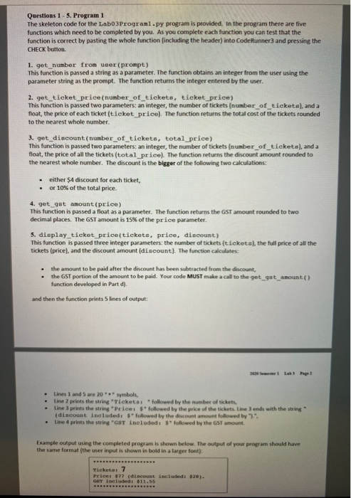 Solved Questions 1 - 5. Program 1 The skeleton code for the | Chegg.com