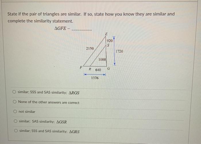 Solved State if the pair of triangles are similar. If so, | Chegg.com
