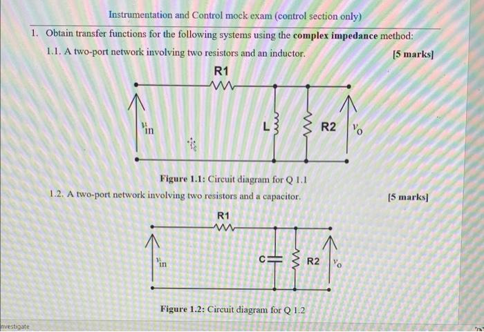 Solved Instrumentation and Control mock exam (control | Chegg.com