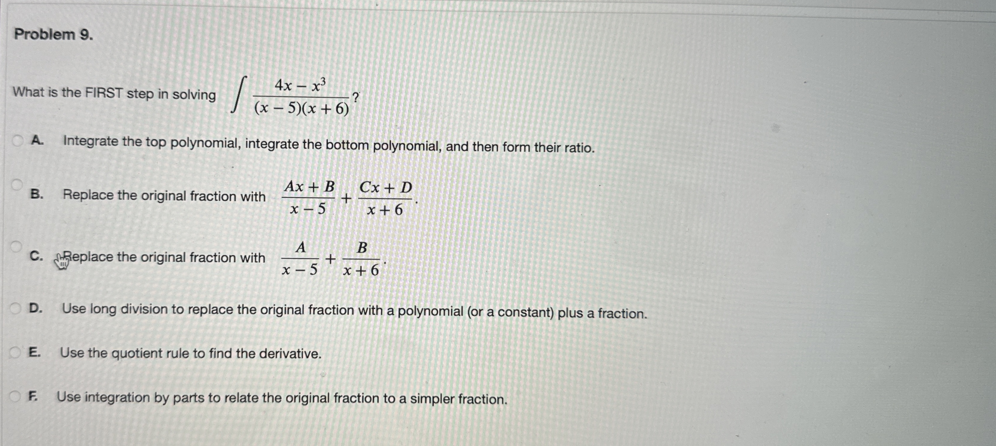 Problem 9.What is the FIRST step in solving | Chegg.com