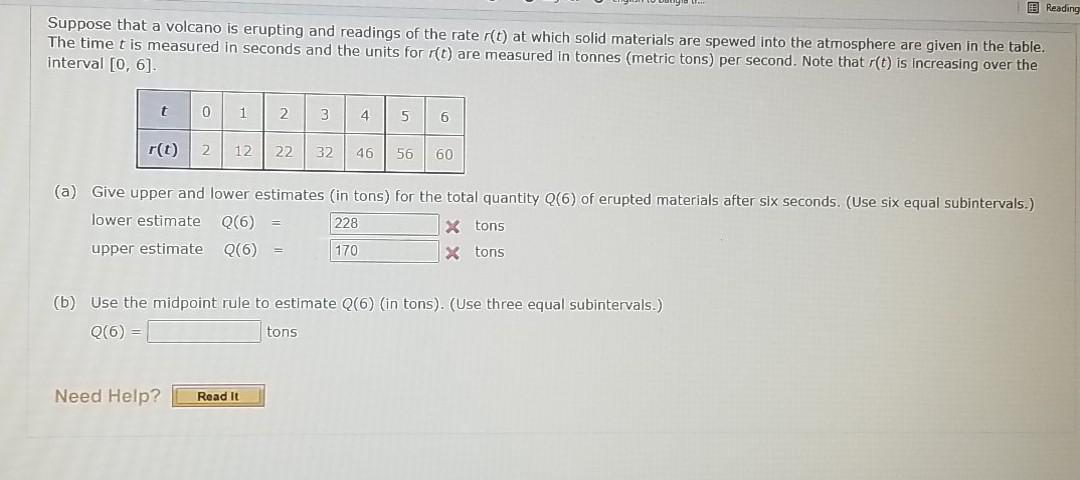 Solved B Reading Suppose That A Volcano Is Erupting And | Chegg.com