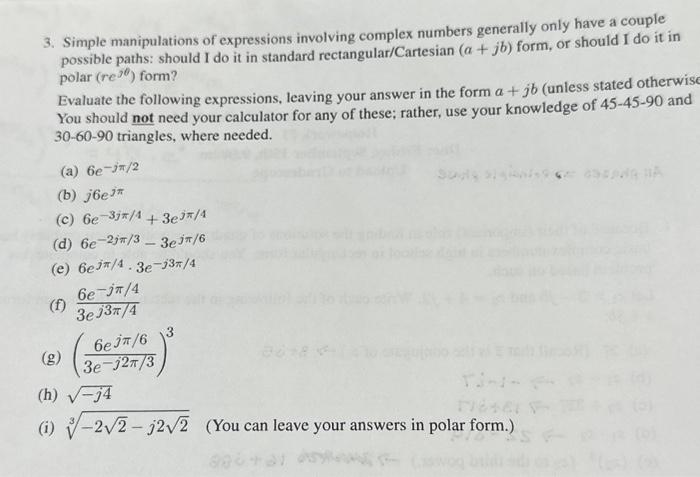 Solved 3. Simple manipulations of expressions involving | Chegg.com