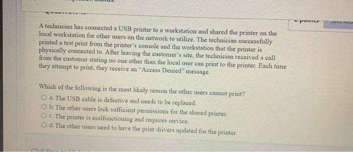 Solved QUESTION 41 2 points Save Ans A technician is | Chegg.com