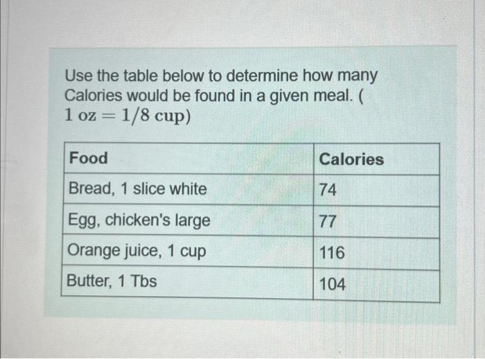 Solved Calculate How Many Calories Would Be Found In A | Chegg.com