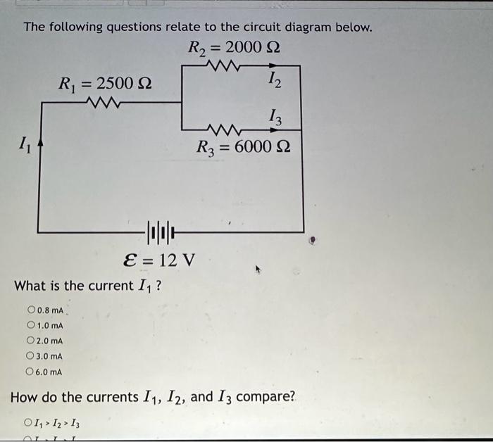 Solved The following questions relate to the circuit diagram | Chegg.com