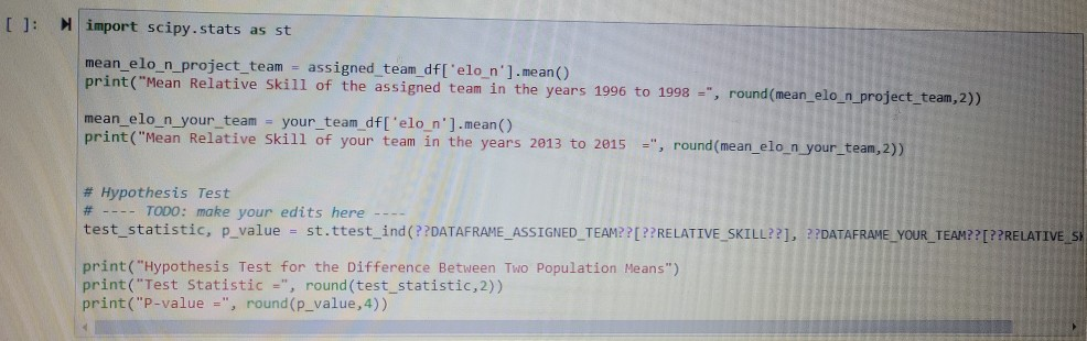 (solved) project two: hypothesis testing and code in... Project Two: Hypothesis Testing This notebook | Chegg.com