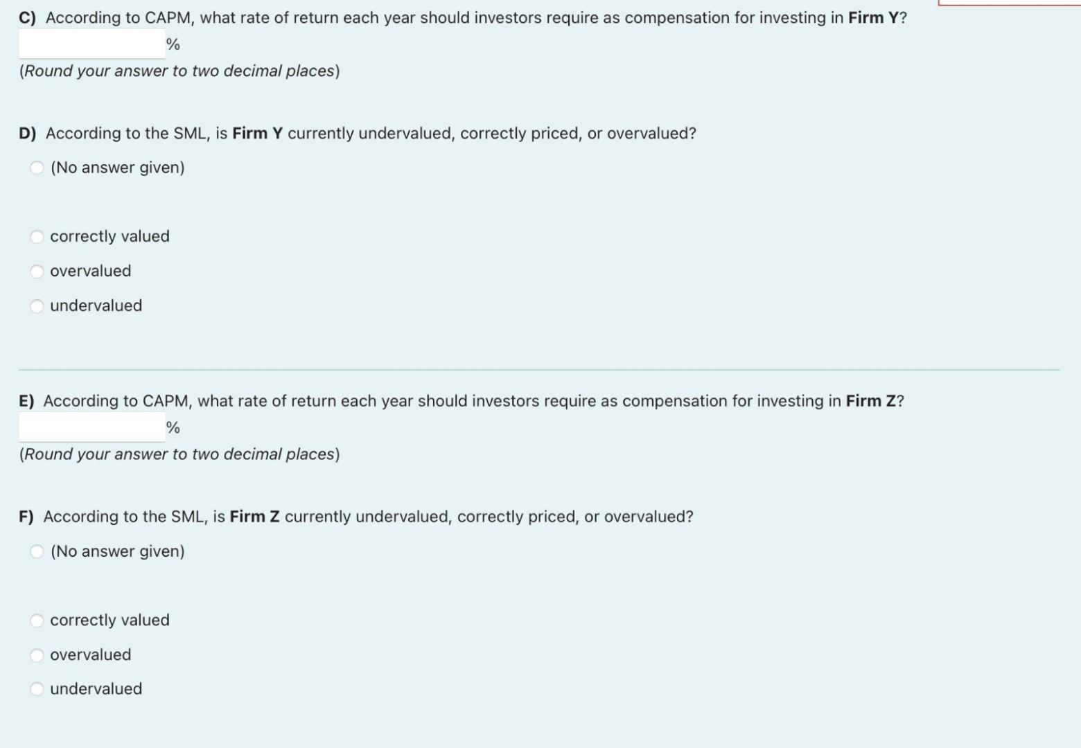 Solved Suppose Firms X,Y And Z Have The Expected Returns And | Chegg.com