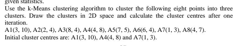 Solved given statistics. Use the k-Means clustering | Chegg.com