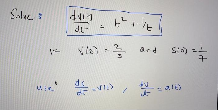 Solved Solve: dvit) dt t +/- - I V) = V10이 그를 and Slo) = 1 | Chegg.com