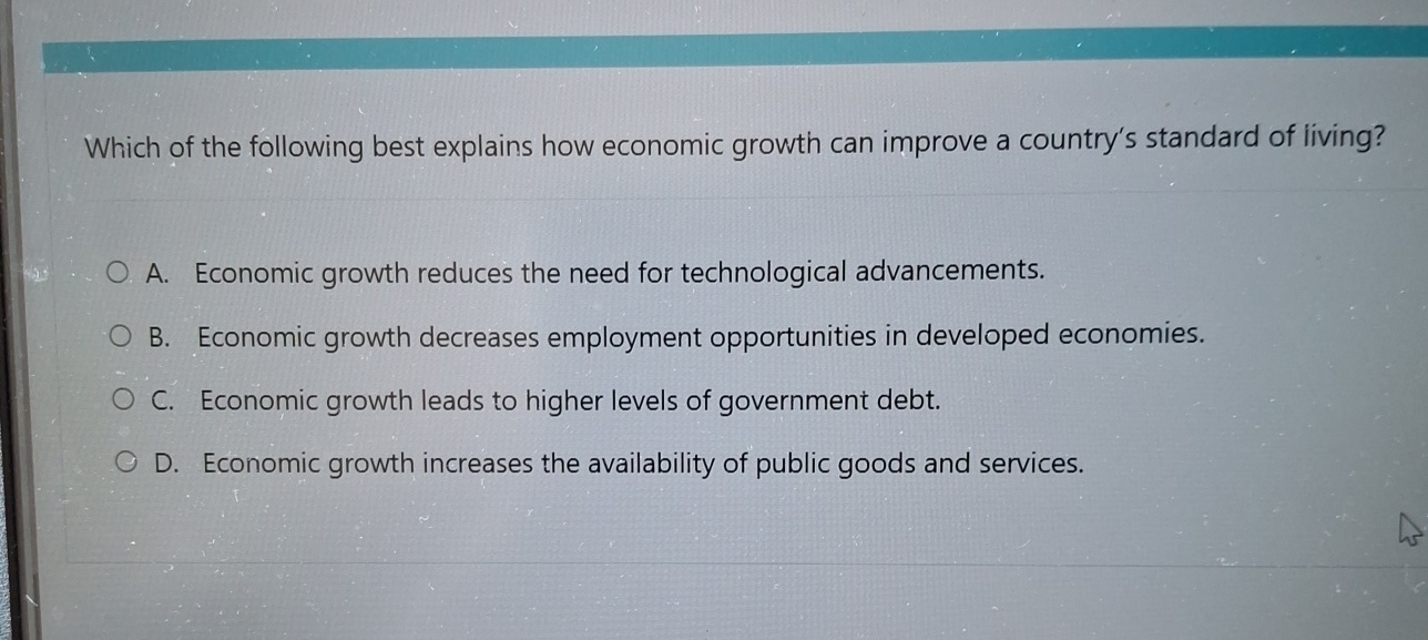 Solved Which of the following best explains how economic | Chegg.com