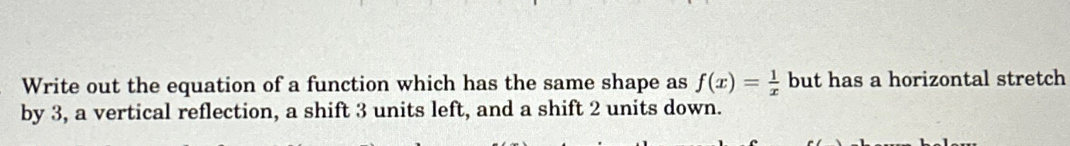 Solved Write out the equation of a function which has the | Chegg.com