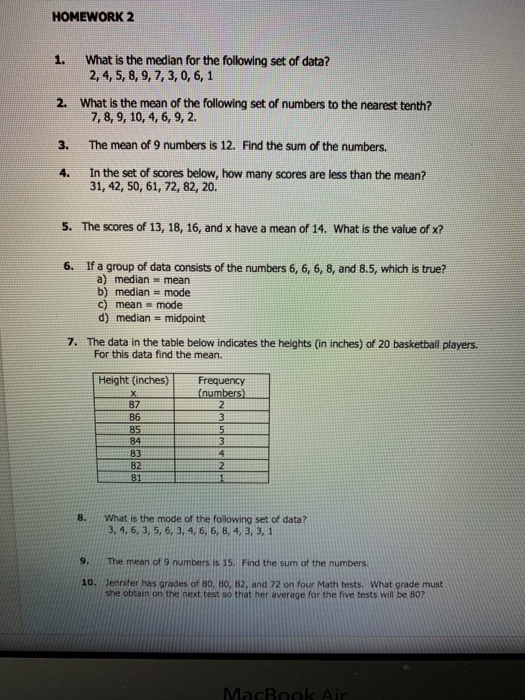 What is the median of the following data 2 3 4 5 6 7 8 9?