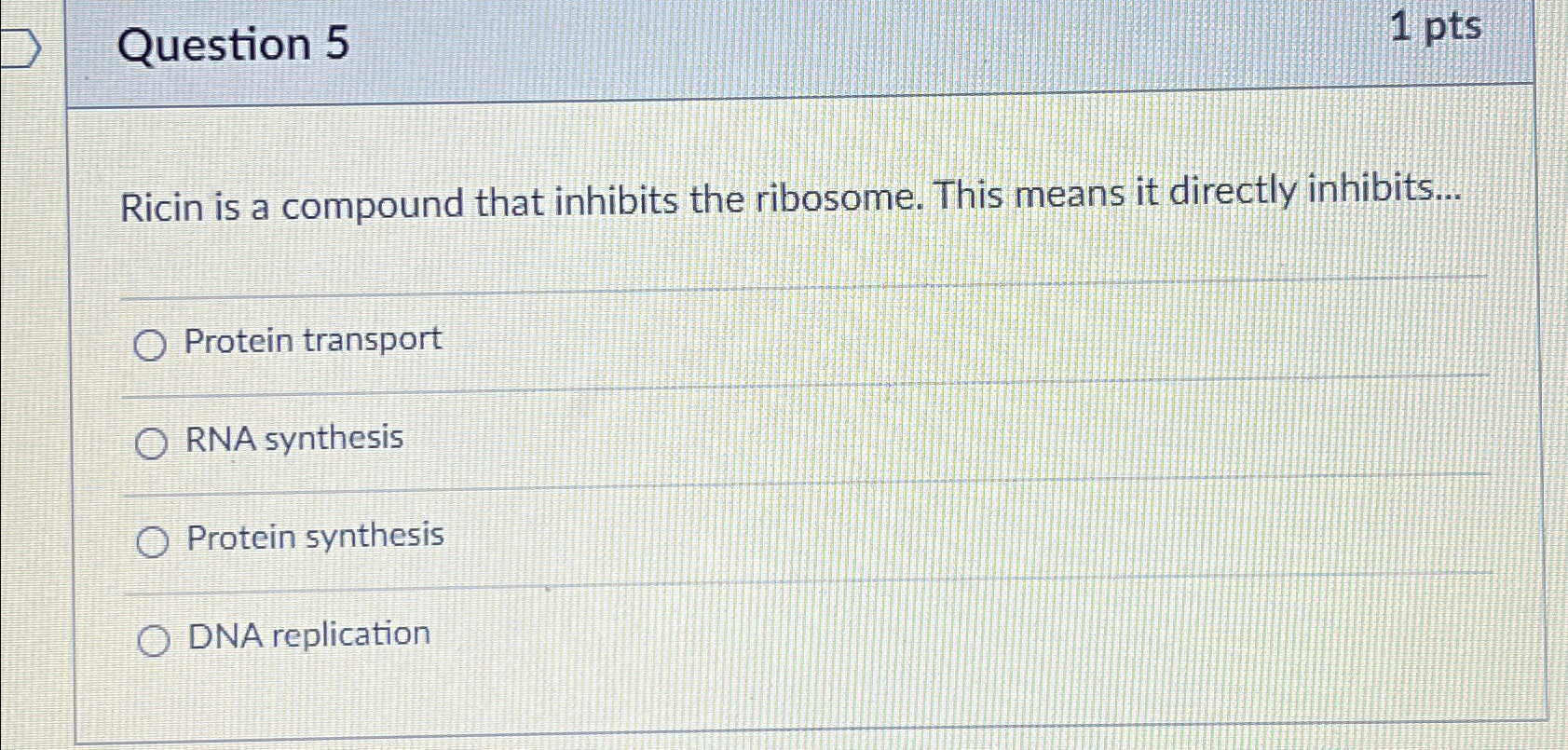 Solved Question 51 ﻿ptsRicin is a compound that inhibits the | Chegg.com
